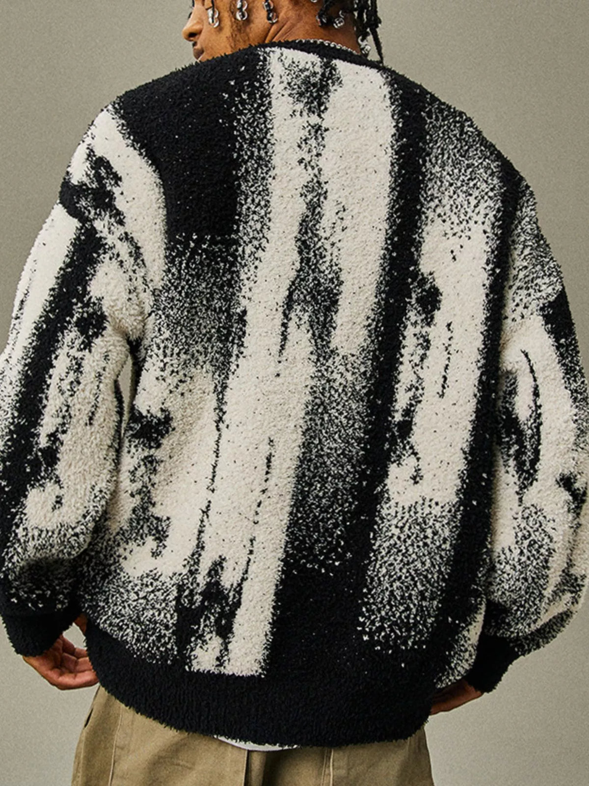 Men's Plus Size Textured Dropped Shoulder Sweater