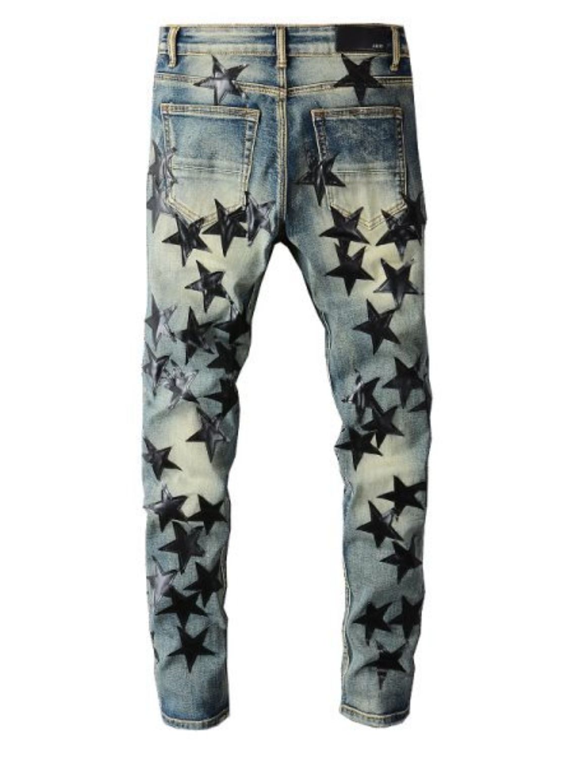 Men's Washed Star Slim Jeans for Everyday Casual Wear