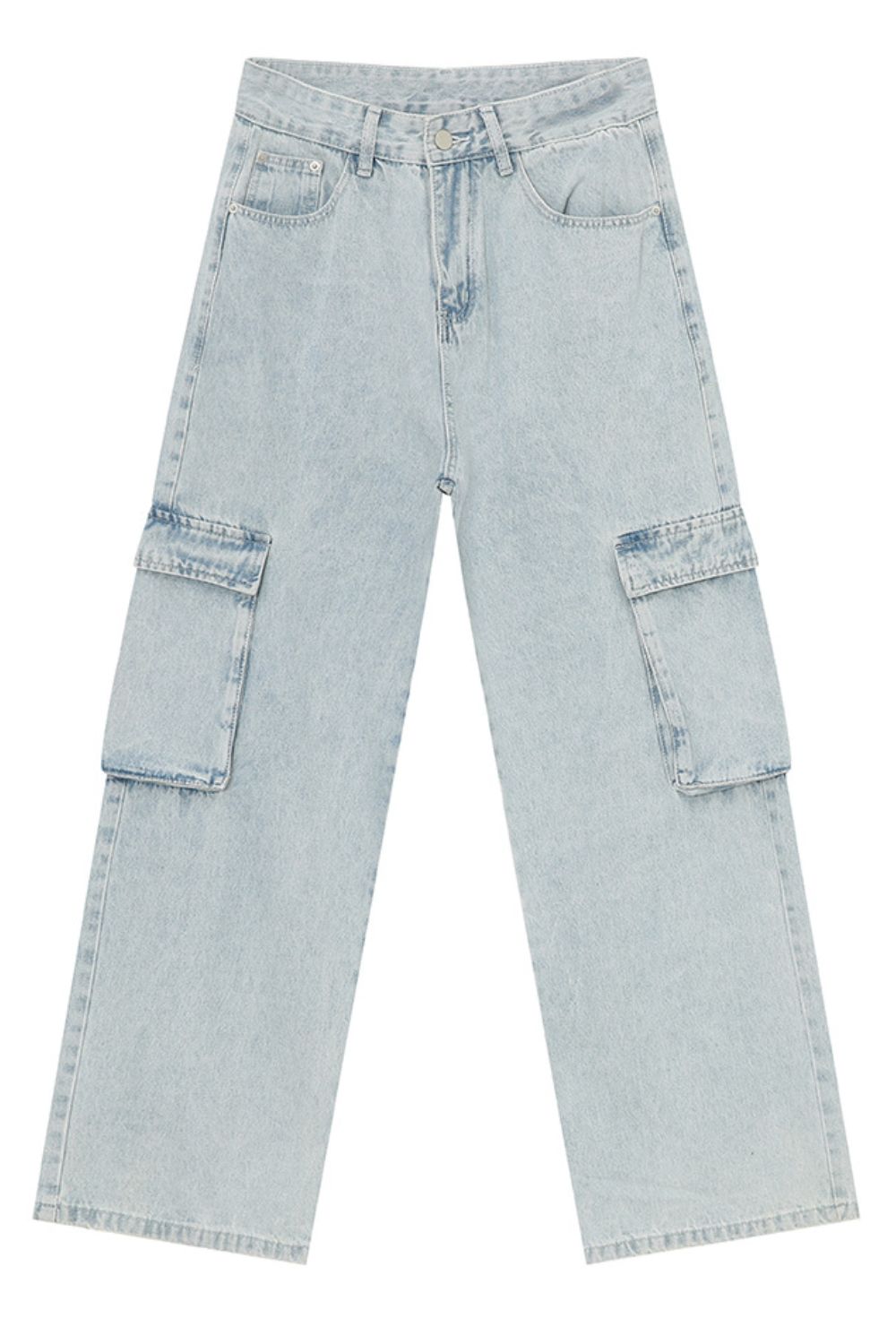 Men's Washed Straight Cargo Jeans for Comfortable Style