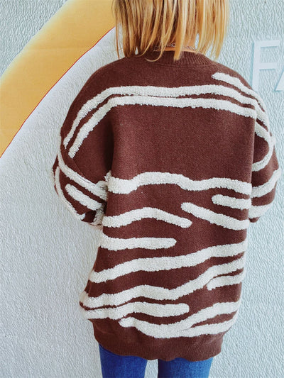 Chic Contrast Long Sleeve Knit Sweater for Stylish Comfort