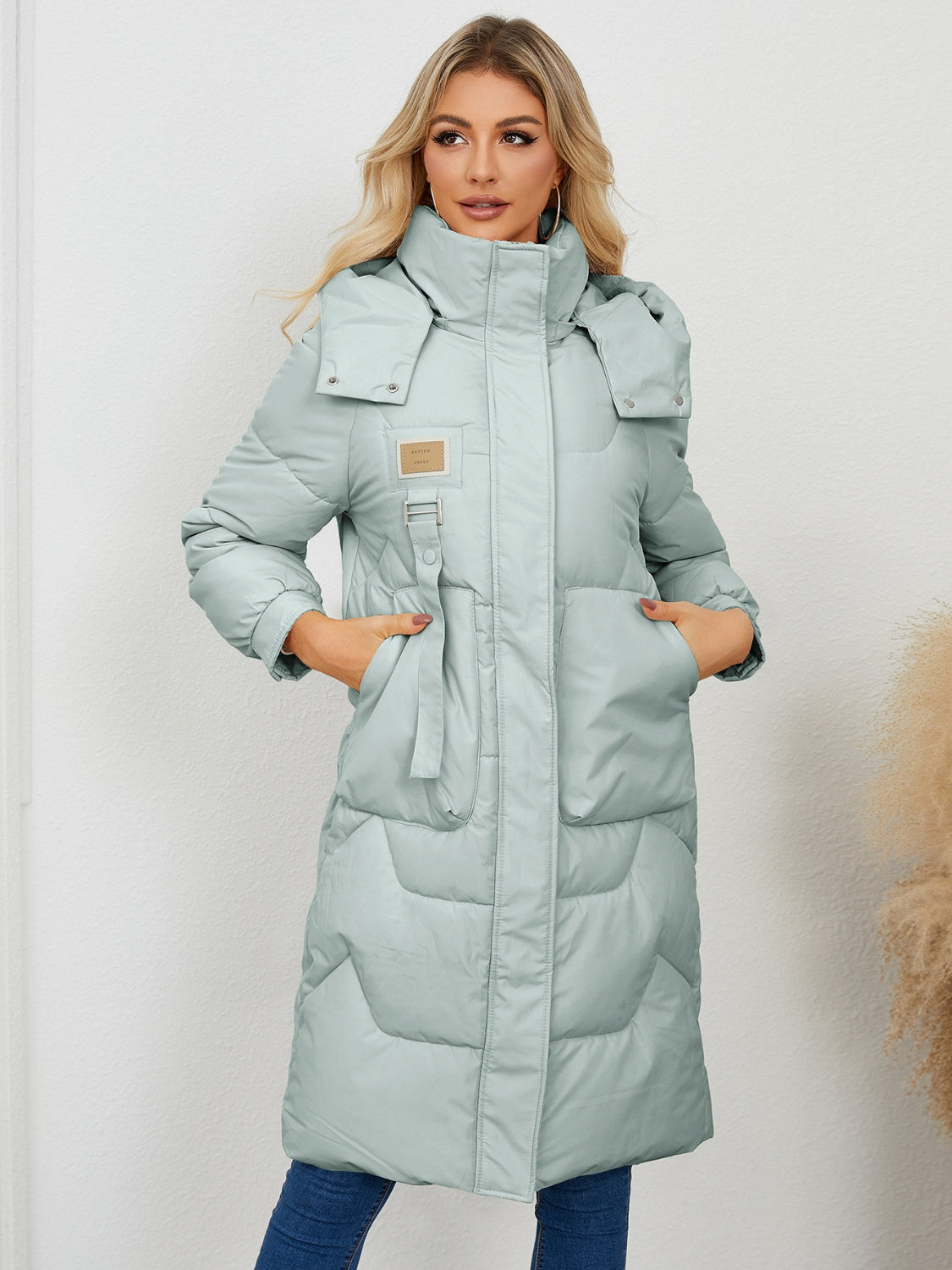 Long Sleeve Longline Hooded Winter Coat for Women Stylish