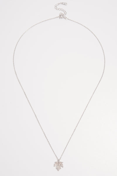 925 Sterling Silver Zircon Maple Leaf Necklace for Women