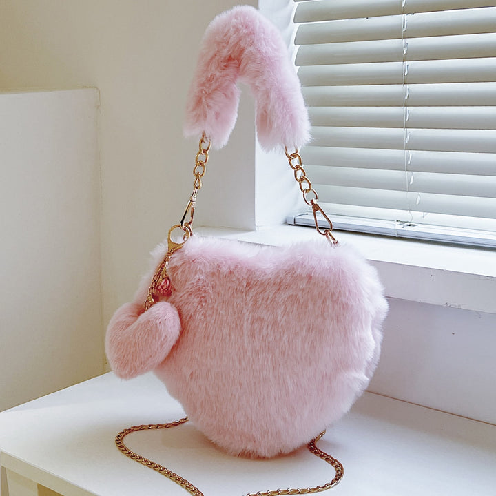 Faux Fur Heart Shaped Handbag