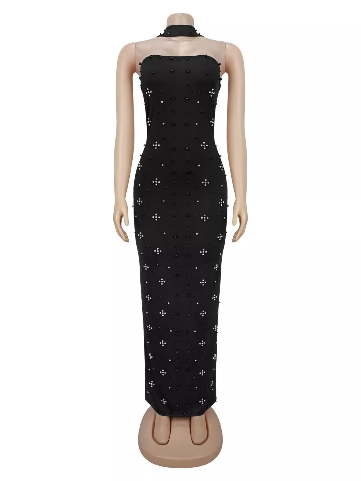 Rhinestone Tube Bodycon Maxi Dress