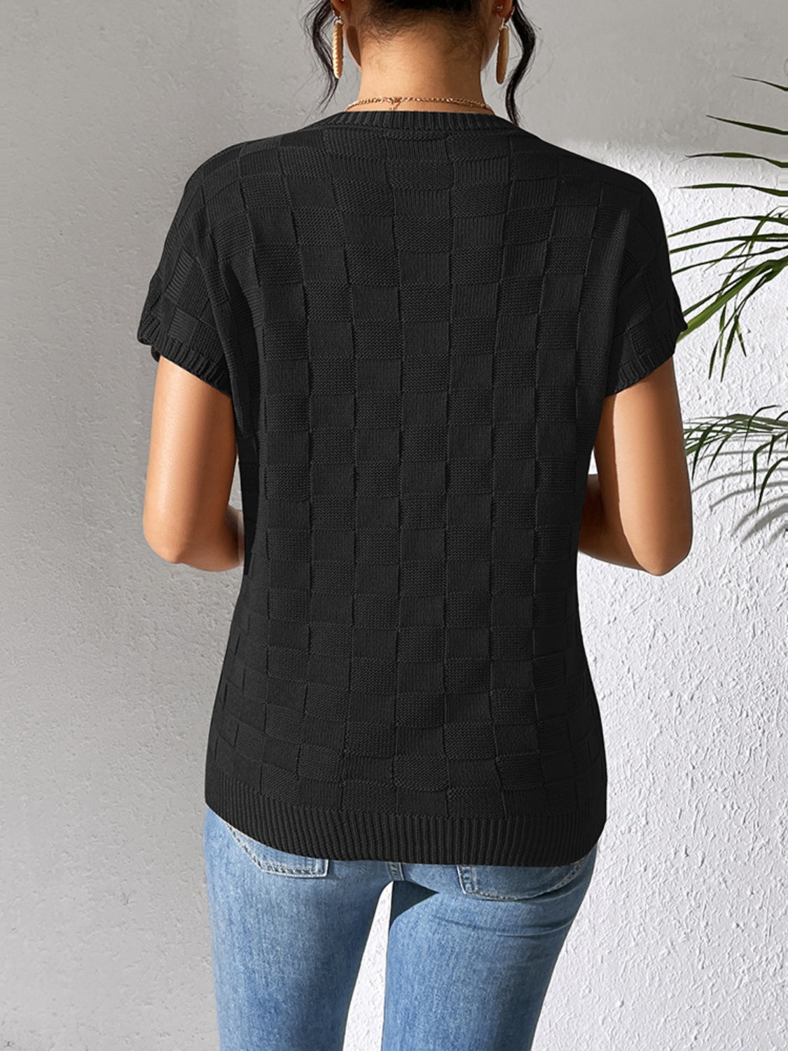 Round Neck Short Sleeve Knit Top for Effortless Style