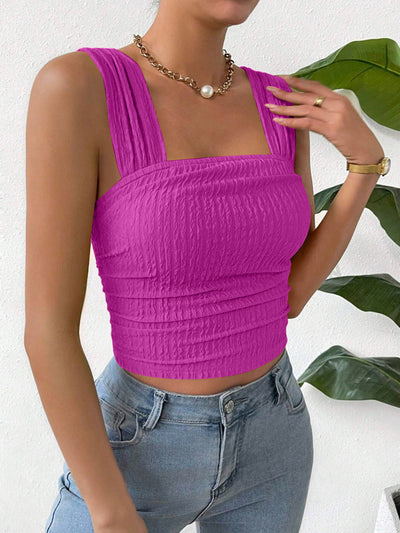 Elevated Textured Square Neck Tank Top for Stylish Comfort