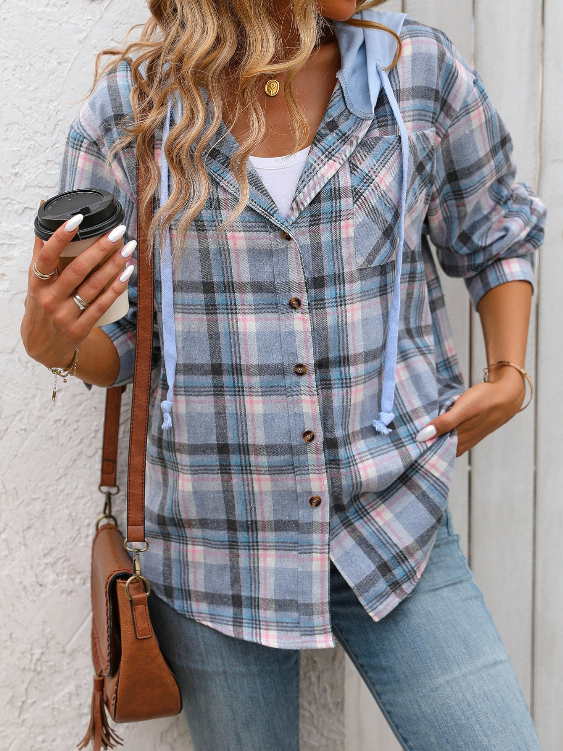 Plaid Long Sleeve Hooded Jacket for Stylish Comfort