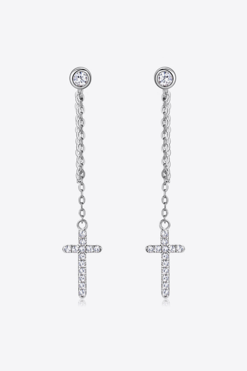 Moissanite 925 Sterling Silver Cross Earrings for Women