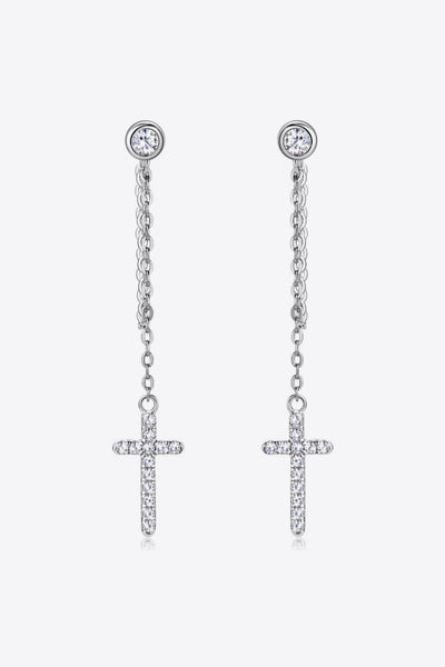 Moissanite 925 Sterling Silver Cross Earrings for Women