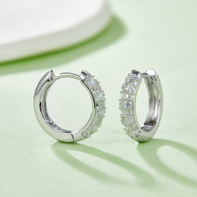 Moissanite 925 Sterling Silver Huggie Earrings For Women