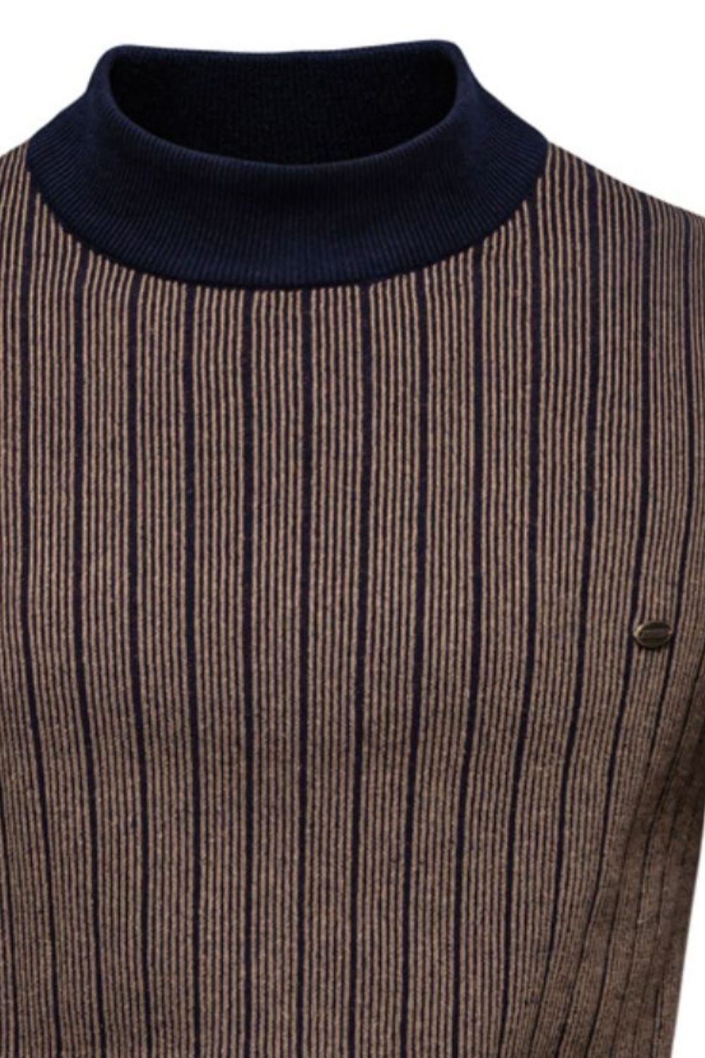 Men's Mock Neck Contrast Striped Sweater for Casual Style