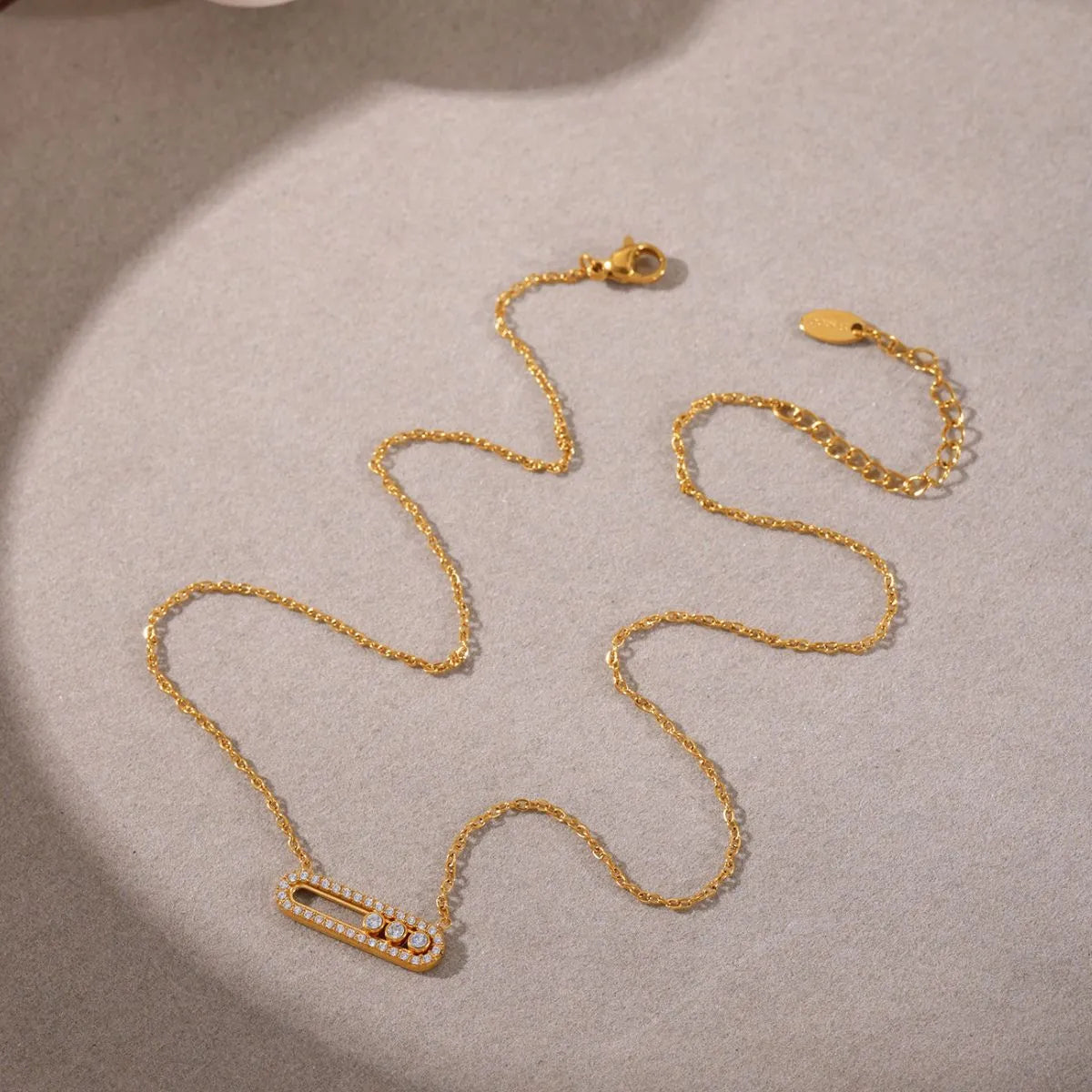 Moving Crystal Bar Necklace and Ring Jewelry Set