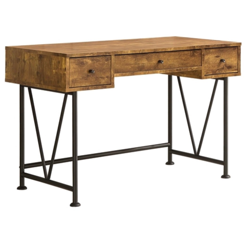 Farmhouse Rustic Home Office 3 Drawer Writing Desk
