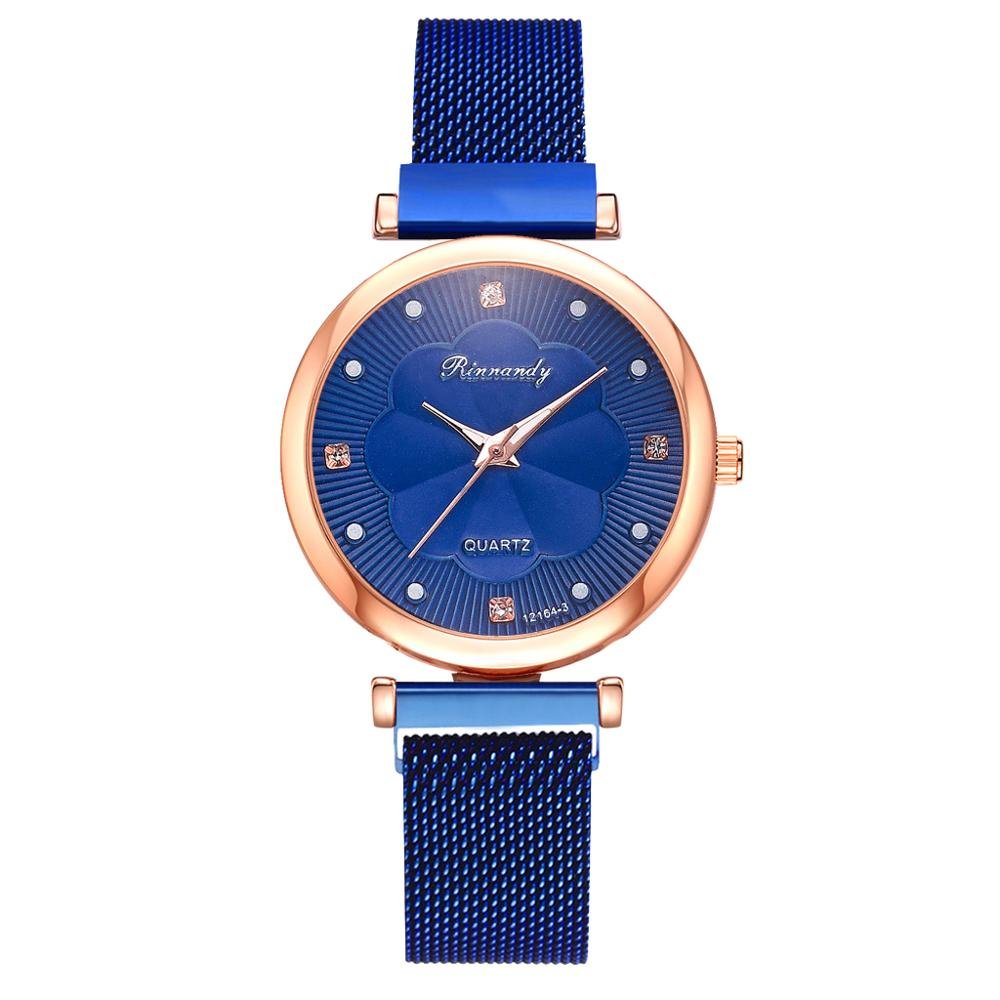 Fashion 5 Piece Set Women Watches Luxury Magnet Buckle Flower Rhinestone Watch Ladies Quartz Wrist Watch Bracelet
