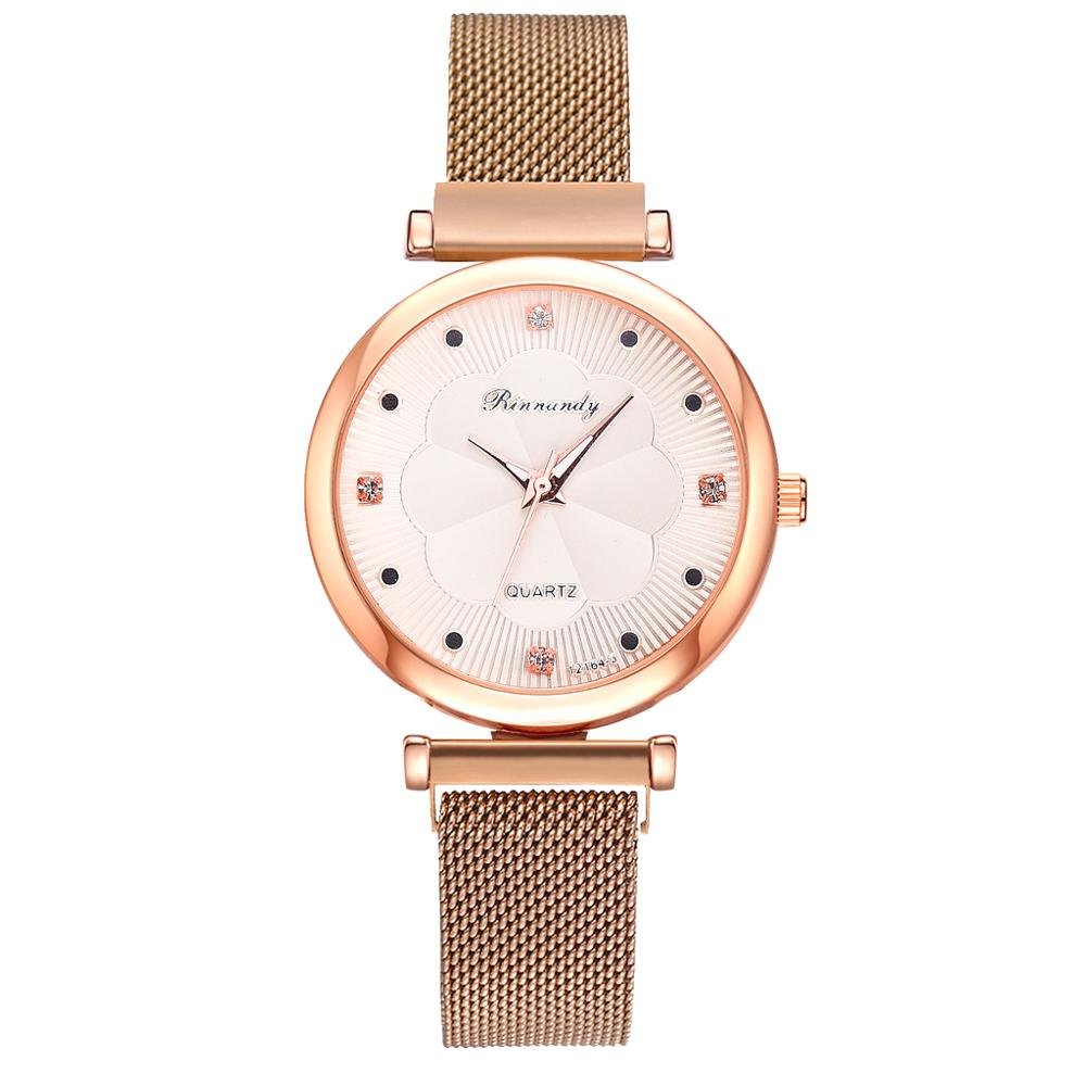 Fashion 5 Piece Set Women Watches Luxury Magnet Buckle Flower Rhinestone Watch Ladies Quartz Wrist Watch Bracelet