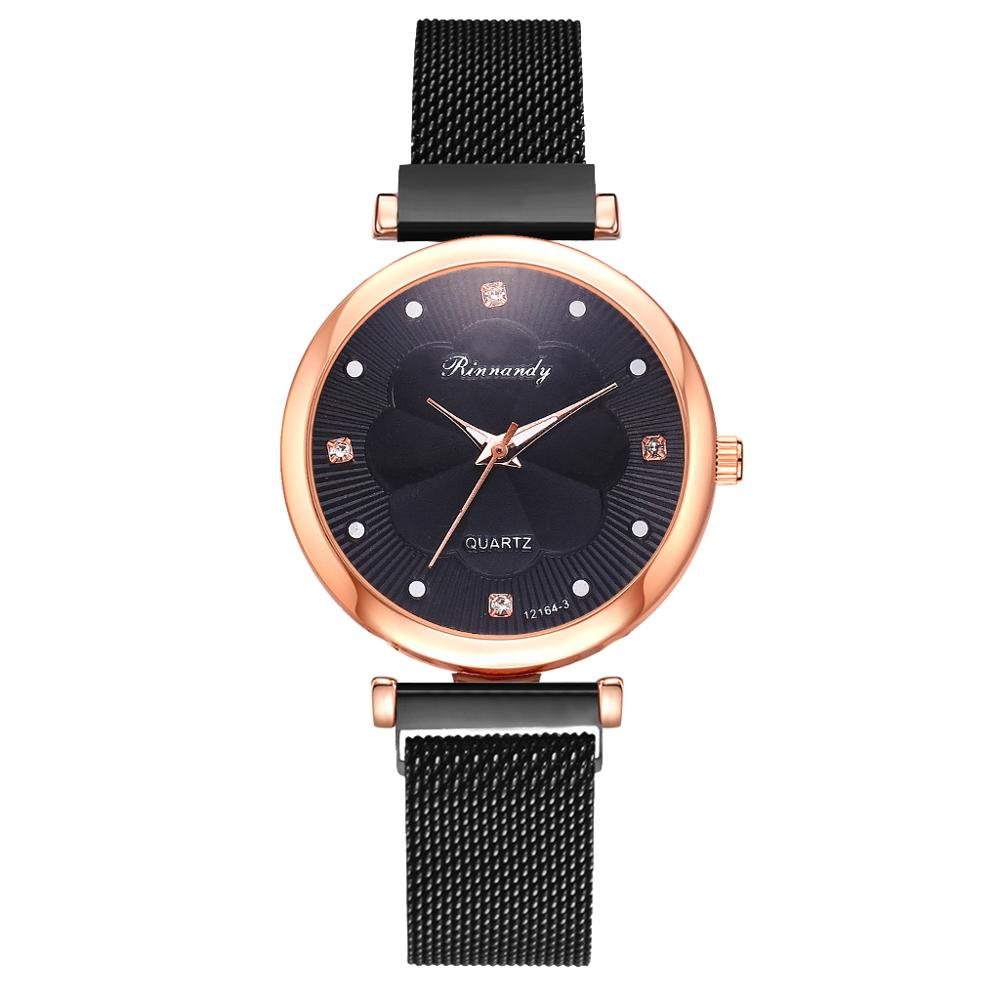 Fashion 5 Piece Set Women Watches Luxury Magnet Buckle Flower Rhinestone Watch Ladies Quartz Wrist Watch Bracelet