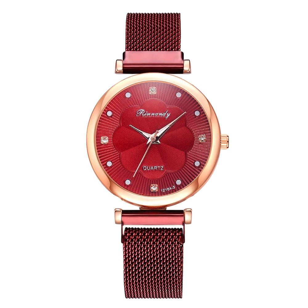Fashion 5 Piece Set Women Watches Luxury Magnet Buckle Flower Rhinestone Watch Ladies Quartz Wrist Watch Bracelet