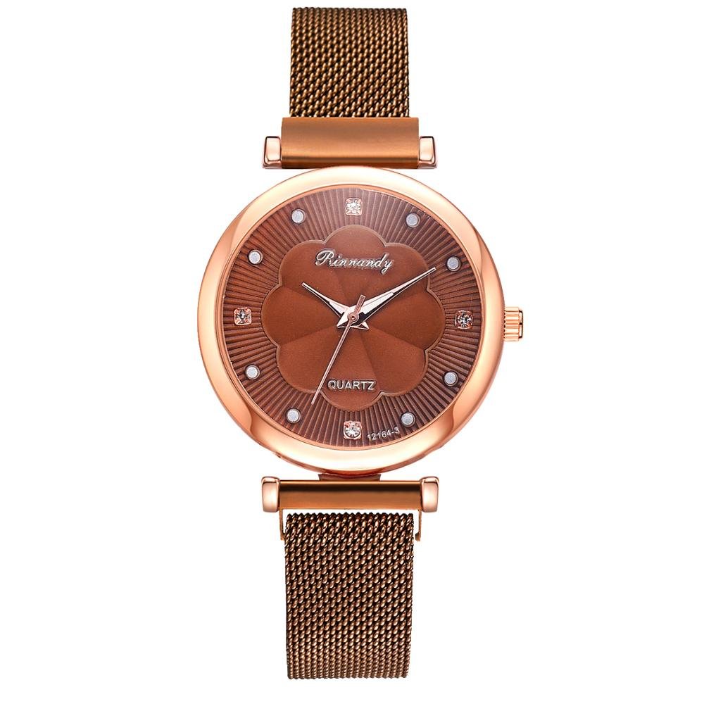 Fashion 5 Piece Set Women Watches Luxury Magnet Buckle Flower Rhinestone Watch Ladies Quartz Wrist Watch Bracelet