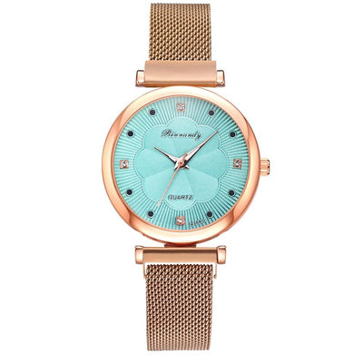 Fashion 5 Piece Set Women Watches Luxury Magnet Buckle Flower Rhinestone Watch Ladies Quartz Wrist Watch Bracelet