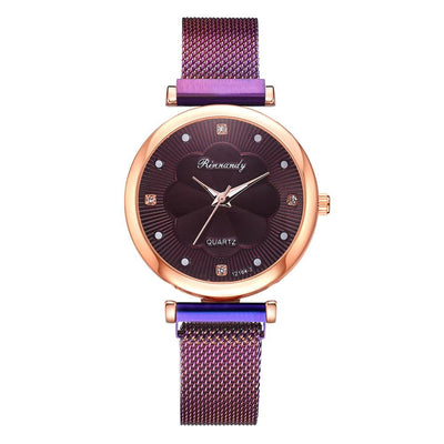 Fashion 5 Piece Set Women Watches Luxury Magnet Buckle Flower Rhinestone Watch Ladies Quartz Wrist Watch Bracelet