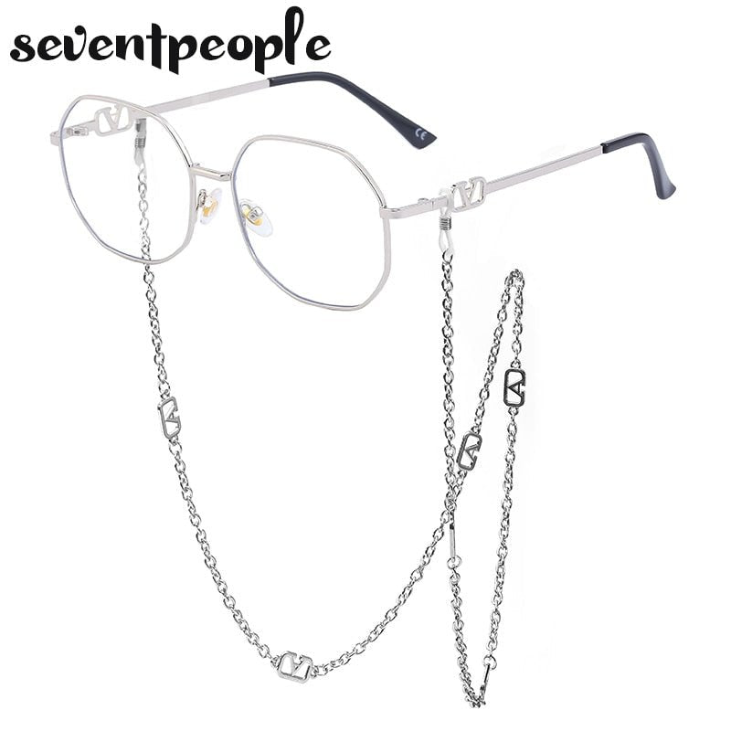 Fashion Metal Irregular Sunglasses With Chain