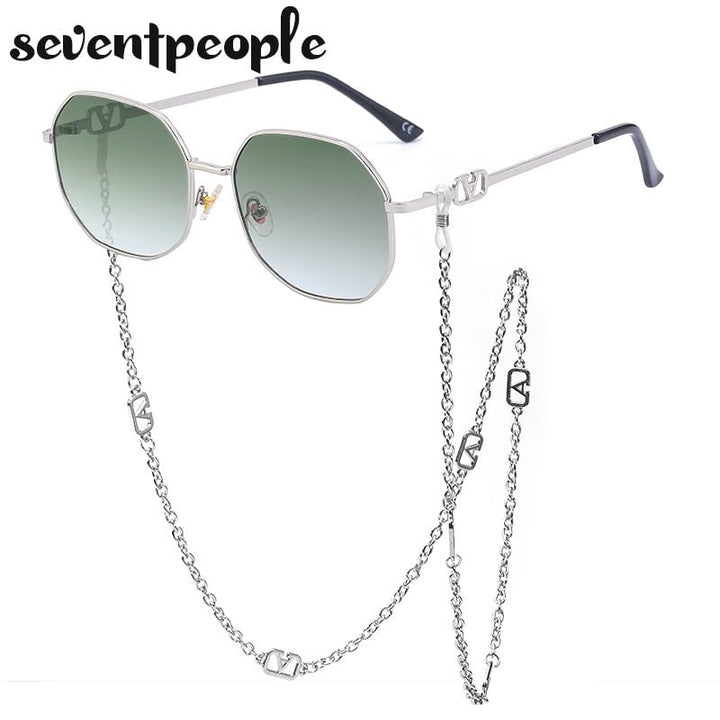 Fashion Metal Irregular Sunglasses With Chain