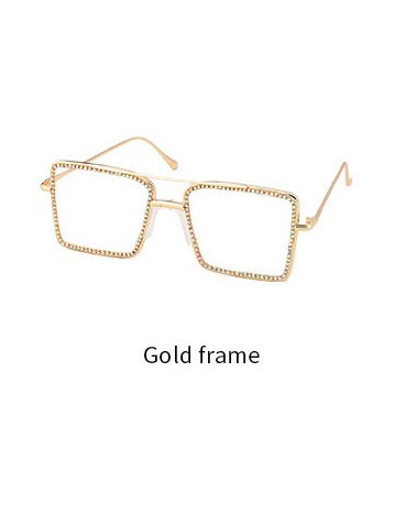 Glamorous Rhinestone-Encrusted Square Glasses for Women - Designer Anti-Blue Light Frame