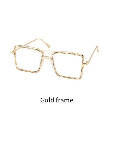 Fashion Rhinestone Glasses Frame Women Brand Designer Metal Square Anti Blue light Computer Glasses Female Shades Big