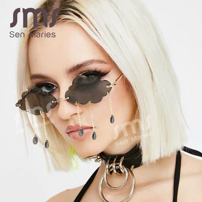 Vintage-Inspired Rimless Sunglasses with Steampunk Flair for Men and Women