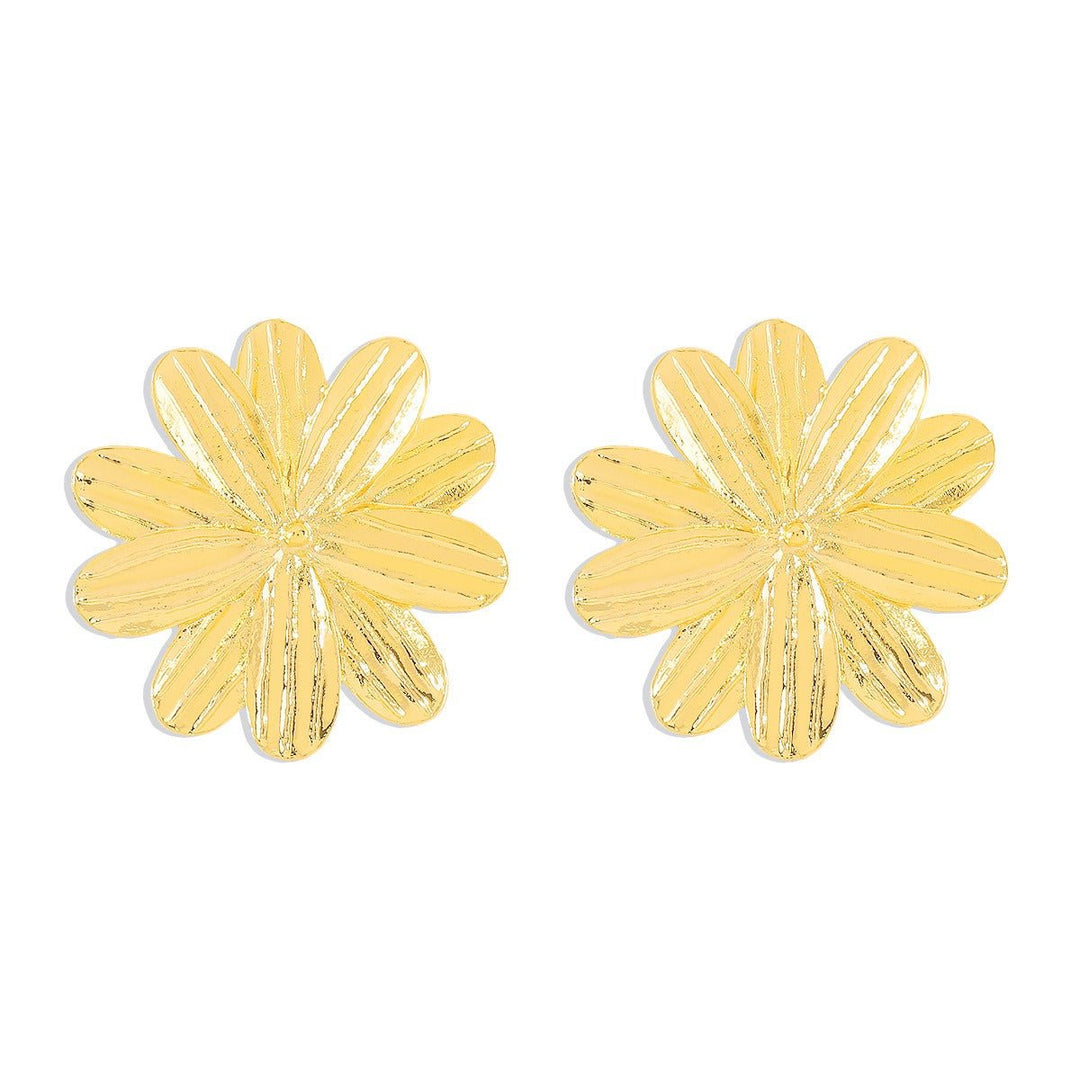 Fashion sweet floral alloy earrings ZA exaggerated temperament creative flower texture earrings