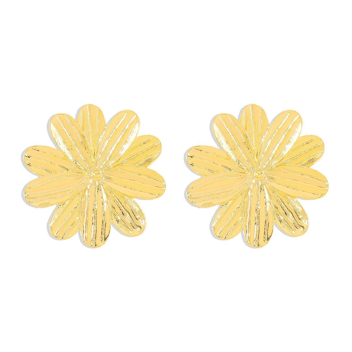 Fashion sweet floral alloy earrings ZA exaggerated temperament creative flower texture earrings