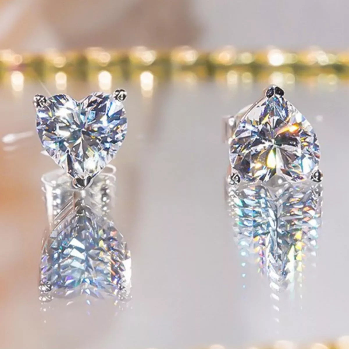 2 Carat 925 Sterling Silver Moissanite Heart Earrings