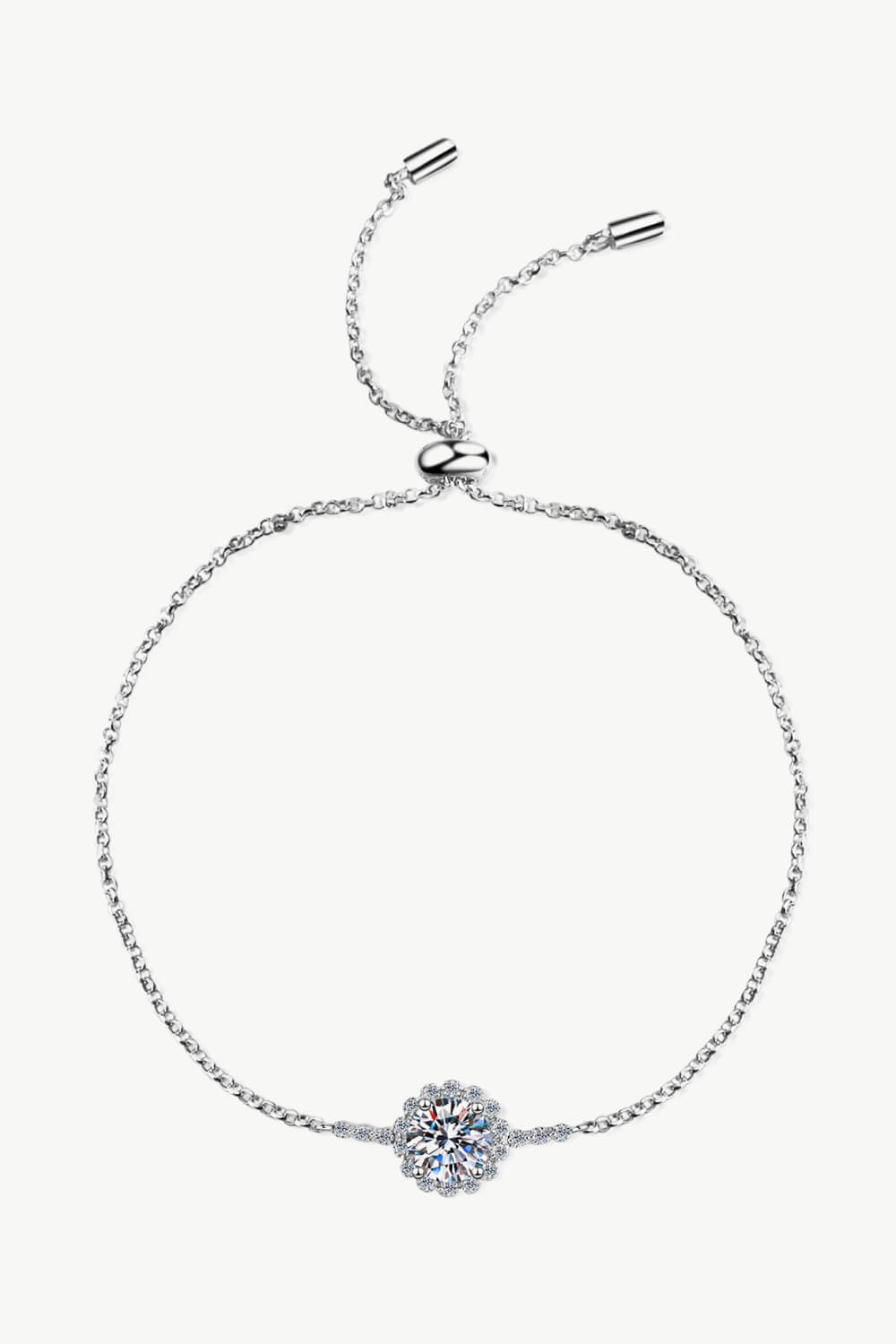 1 Carat Moissanite Chain Bracelet in Sterling Silver