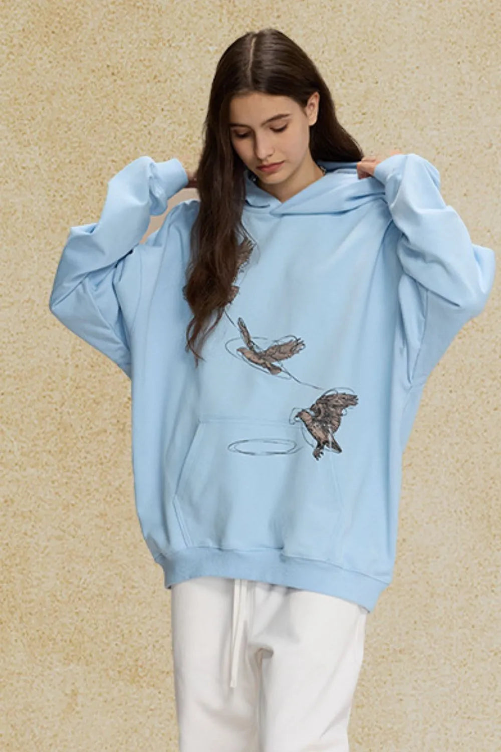 Men's Graphic Long Sleeve Hoodie with Kangaroo Pocket Style