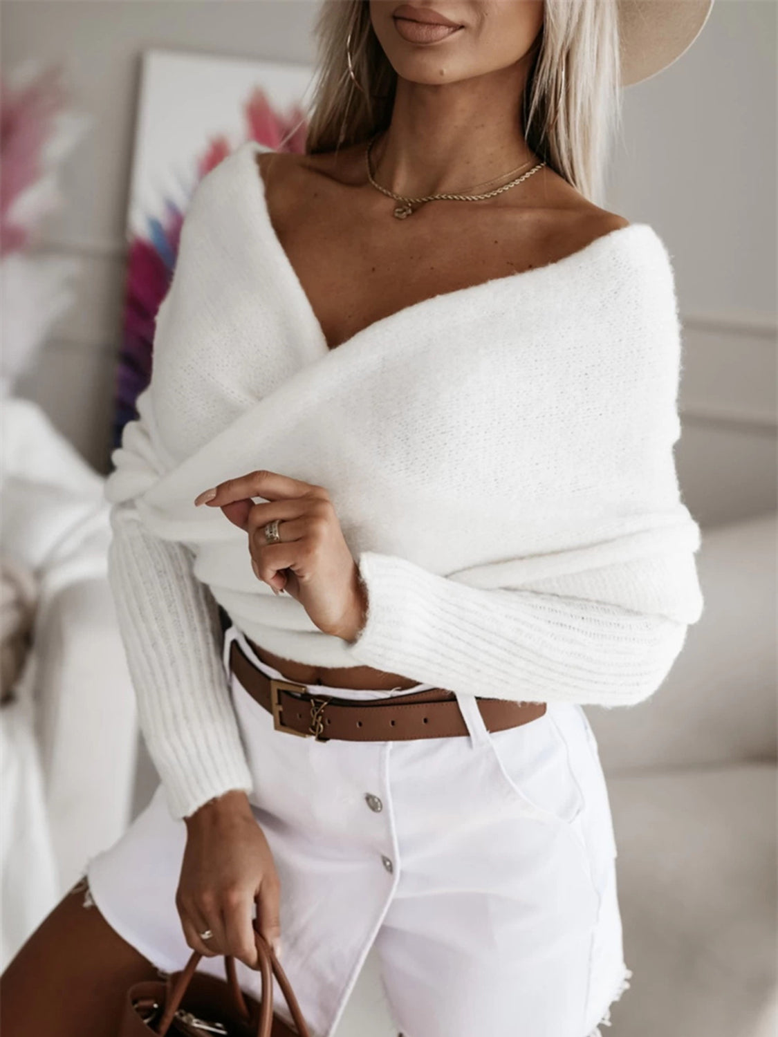 Long Sleeve Cropped Knit Top for Stylish Everyday Wear