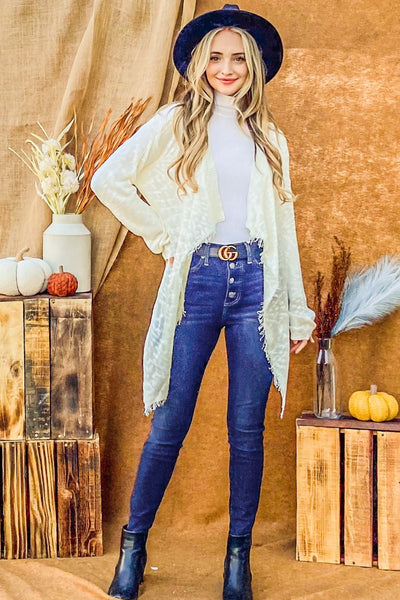 Cozy Chic Textured Knit Fringe Cardigan for Stylish Warmth