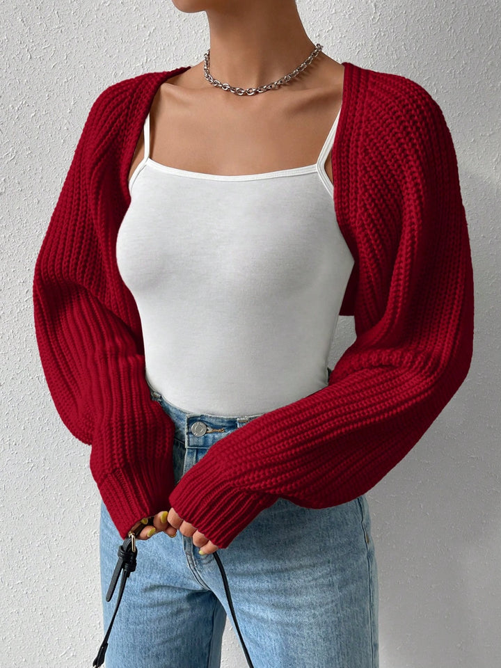 Cropped Honey Cardigan with Long Sleeves and Open Front