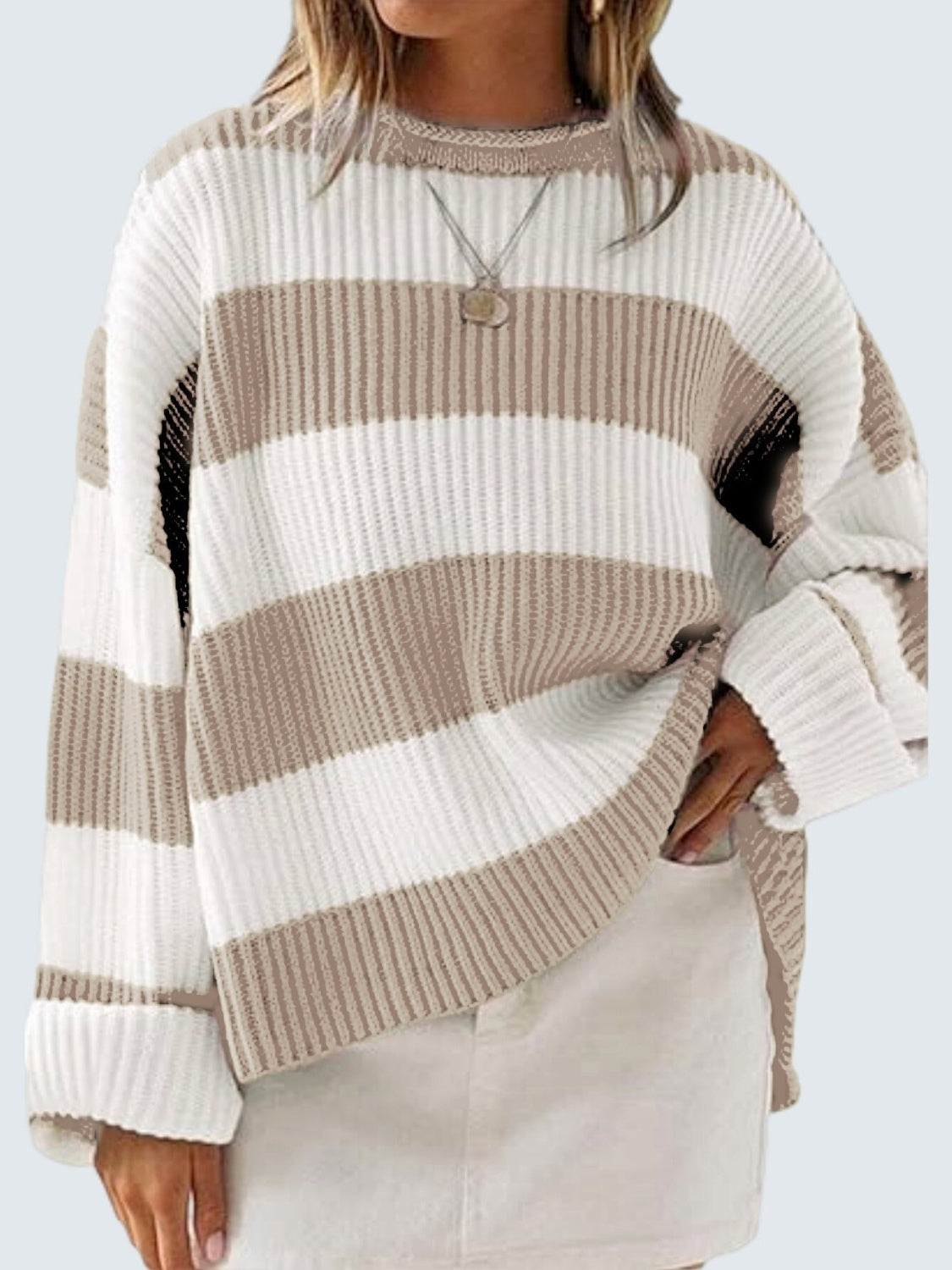Round Neck Long Sleeve Sweater for Women Casual Style
