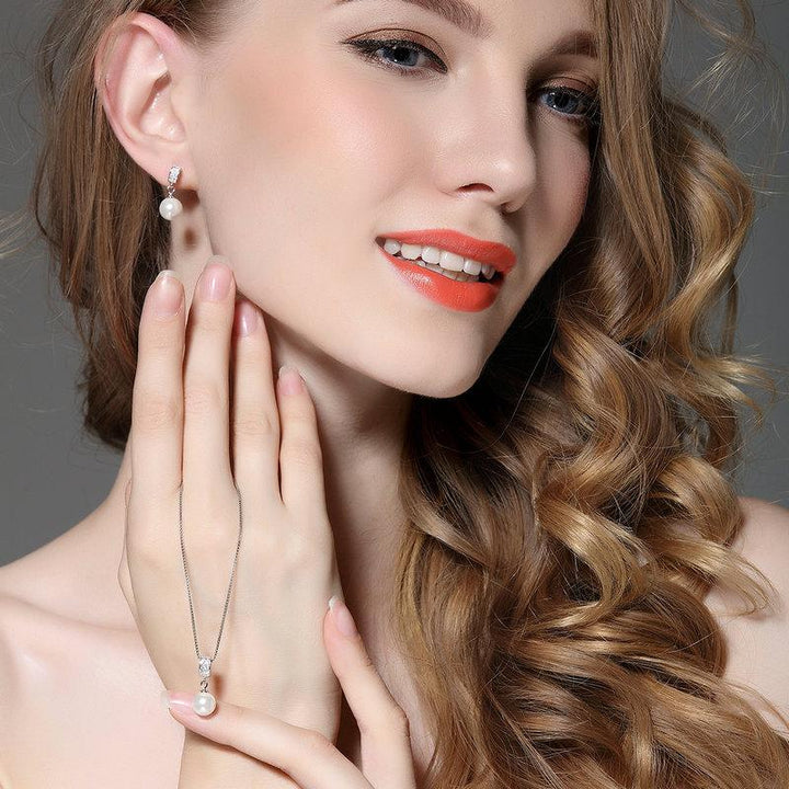 Female Drop Earrings with Pearls 925 Sterling Silver Jewelry SCE006