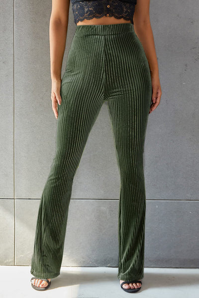 Sophisticated Ribbed High Waist Flare Pants for Women