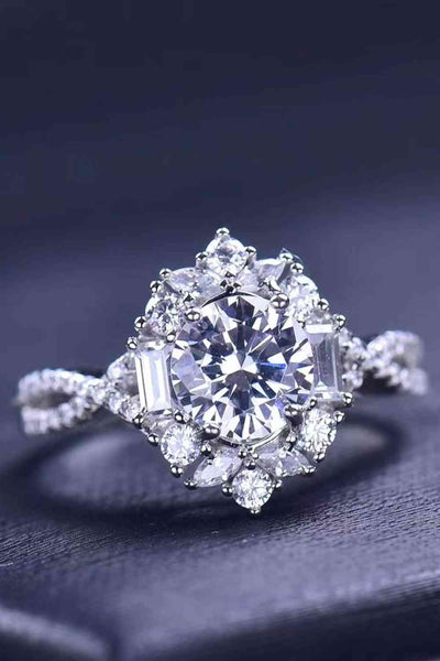 Floral 2 Carat Moissanite Crisscross Ring for Elegance