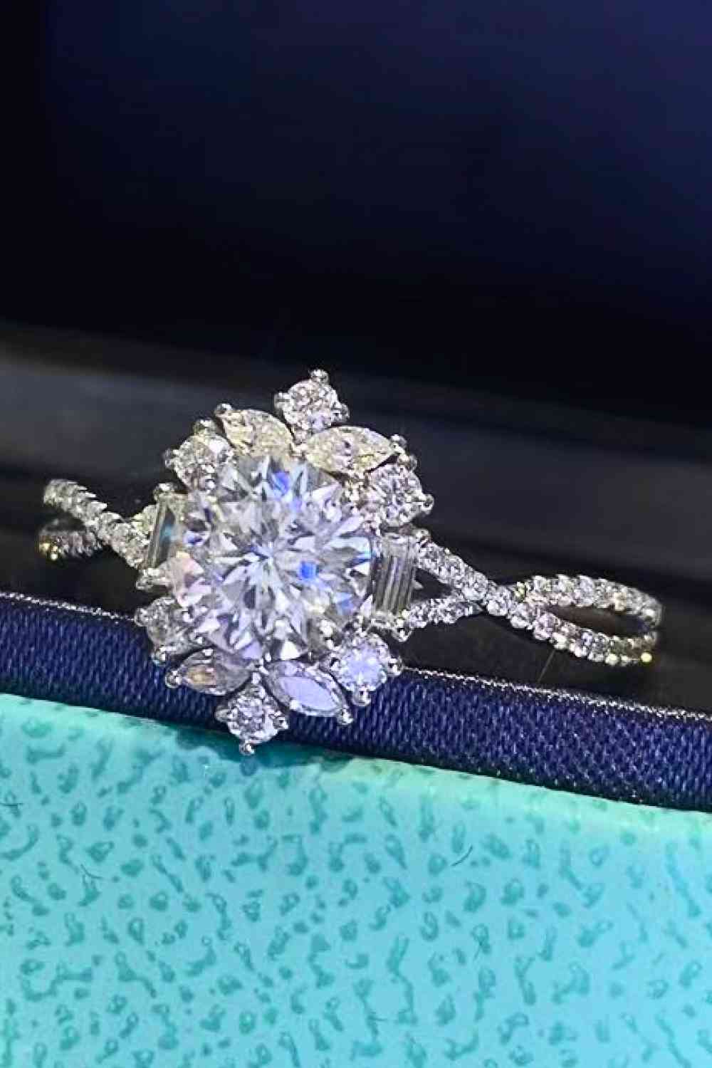 Floral 2 Carat Moissanite Crisscross Ring for Elegance