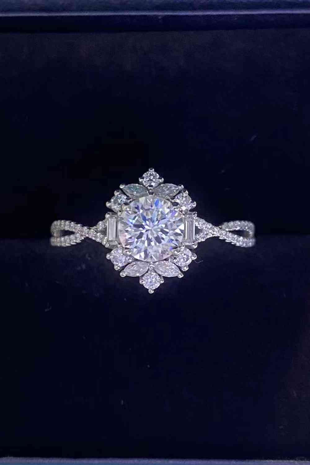Floral 2 Carat Moissanite Crisscross Ring for Elegance