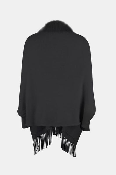 Fringed Cozy Long Sleeve Poncho with Chic Style Fashion