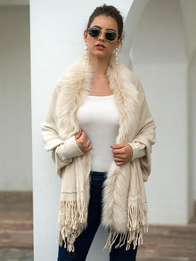 Fringed Cozy Long Sleeve Poncho with Chic Style Fashion