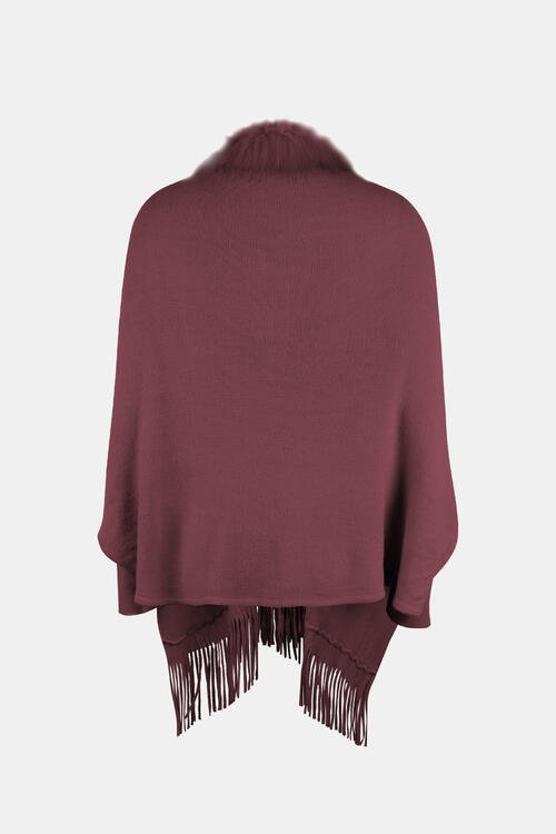 Fringed Cozy Long Sleeve Poncho with Chic Style Fashion