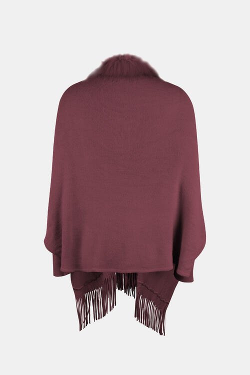 Fringed Cozy Long Sleeve Poncho with Chic Style