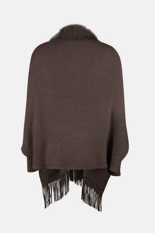 Fringed Cozy Long Sleeve Poncho with Chic Style