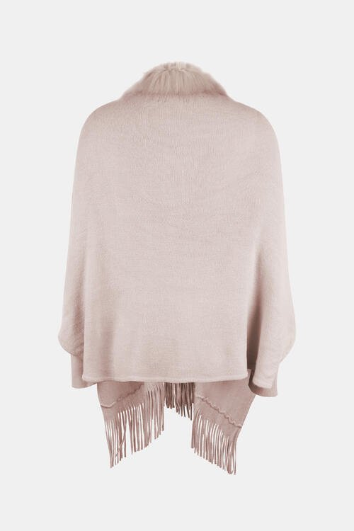 Fringed Cozy Long Sleeve Poncho with Chic Style