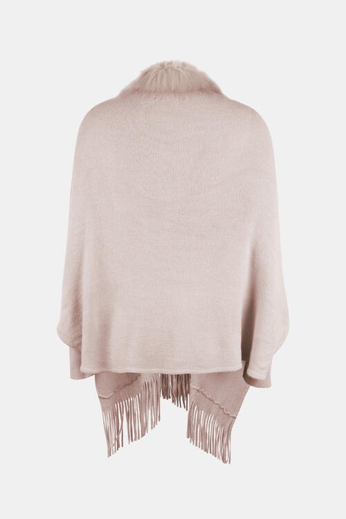 Fringed Cozy Long Sleeve Poncho with Chic Style Fashion